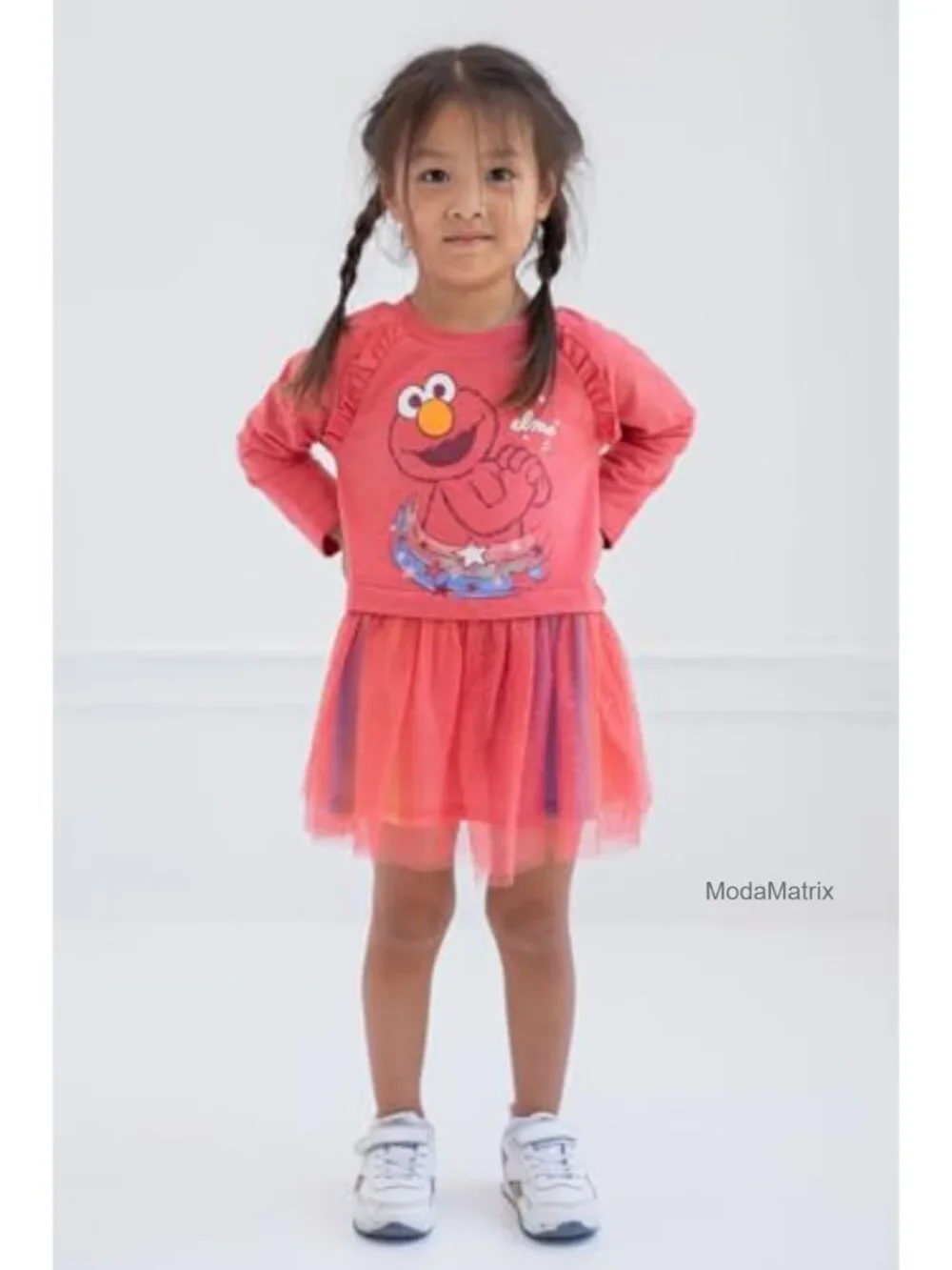 Elmo Tutu Dress Long Sleeve Cotton Blend Girls Fit & Flare